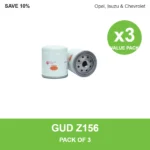 GUD Z156 oil filter 3 pack for Opel, Isuzu & Chevrolet