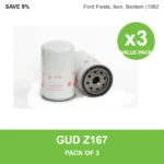 GUD Z167 oil filter 3 pack for Ford Fiesta, Ikon, Bantam (1982