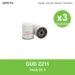 GUD Z211 oil filter 3 pack for Toyota, Suzuki, Nissan, Daihatsu