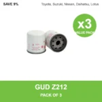 GUD Z212 oil filter 3 pack for Toyota, Suzuki, Nissan, Daihatsu, Lotus
