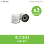 GUD Z223 oil filter 3 pack for Mazda, Kia, Hyundai
