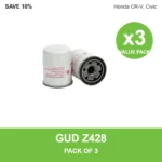 GUD Z428 oil filter 3 pack for Honda CR-V, Civic