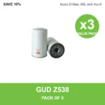 GUD Z538 oil filter 3 pack for Isuzu D-Max, KB, and mu-X