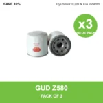 GUD Z580 oil filter 3 pack for Hyundai i10,i20 & Kia Picanto