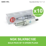 NGK SILKR6C10E spark plug bulk pack of 10 for Hyundai & Kia 1.0 / 1.2