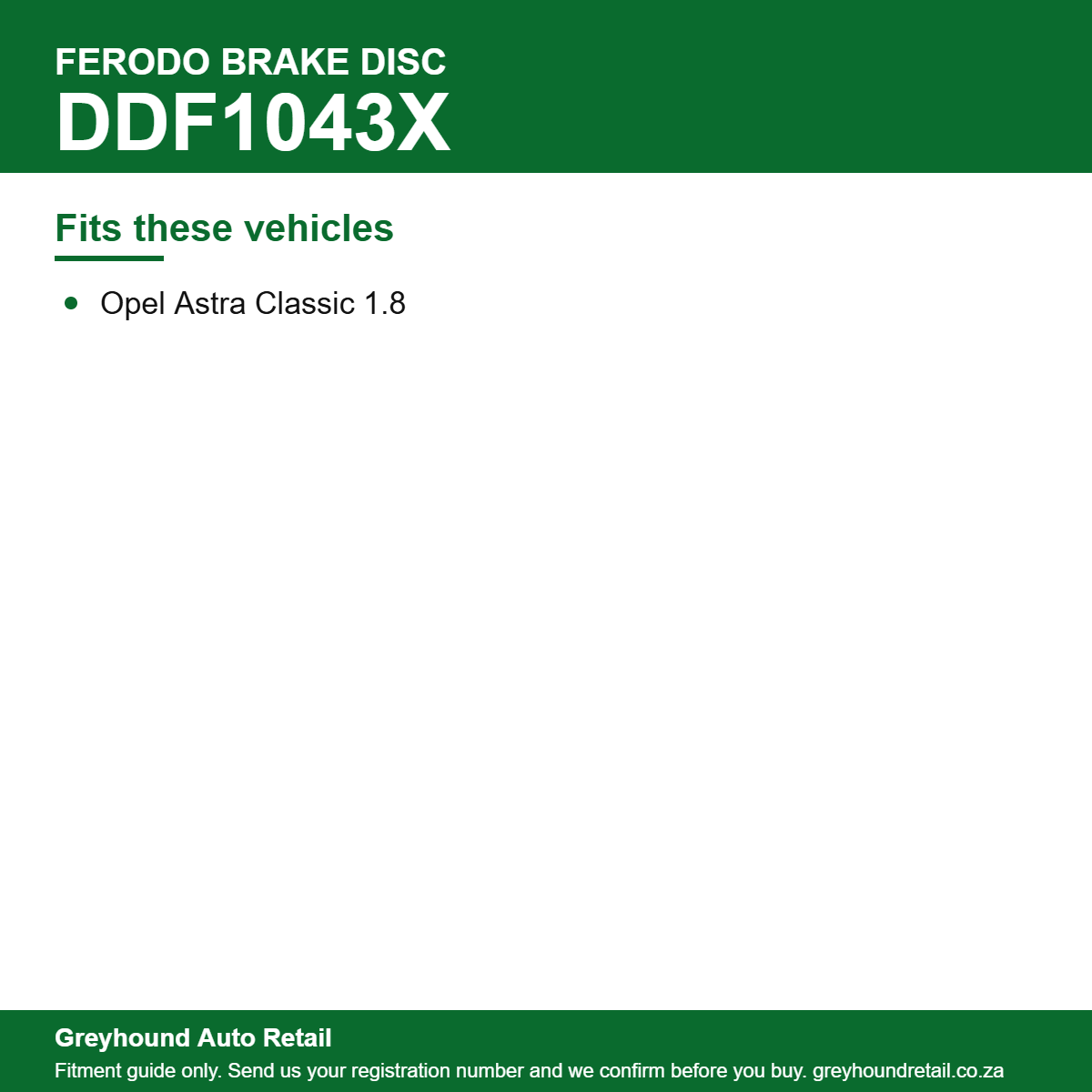 Ferodo DDF1043X Brake Disc vehicle fitment list