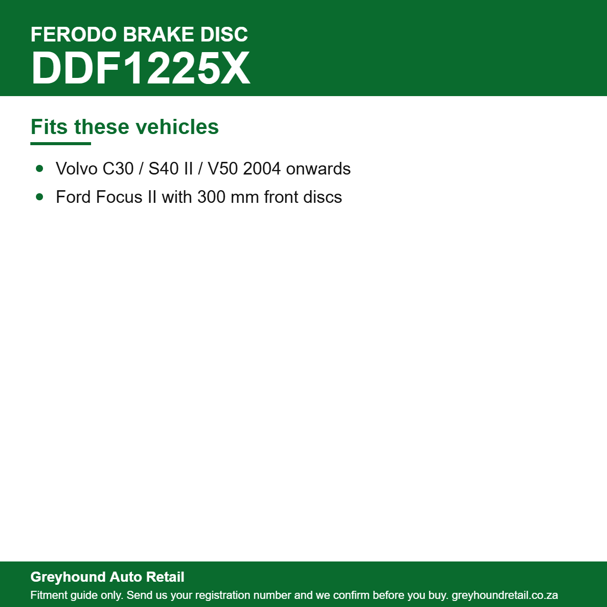 Ferodo DDF1225X Brake Disc vehicle fitment list
