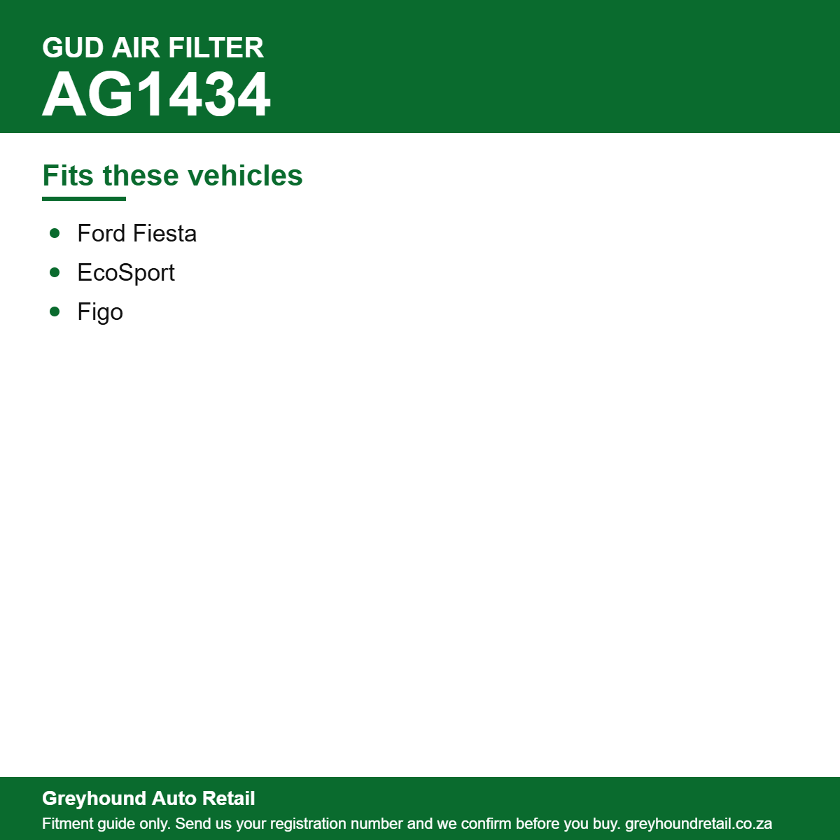 GUD AG1434 Air Filter vehicle fitment list