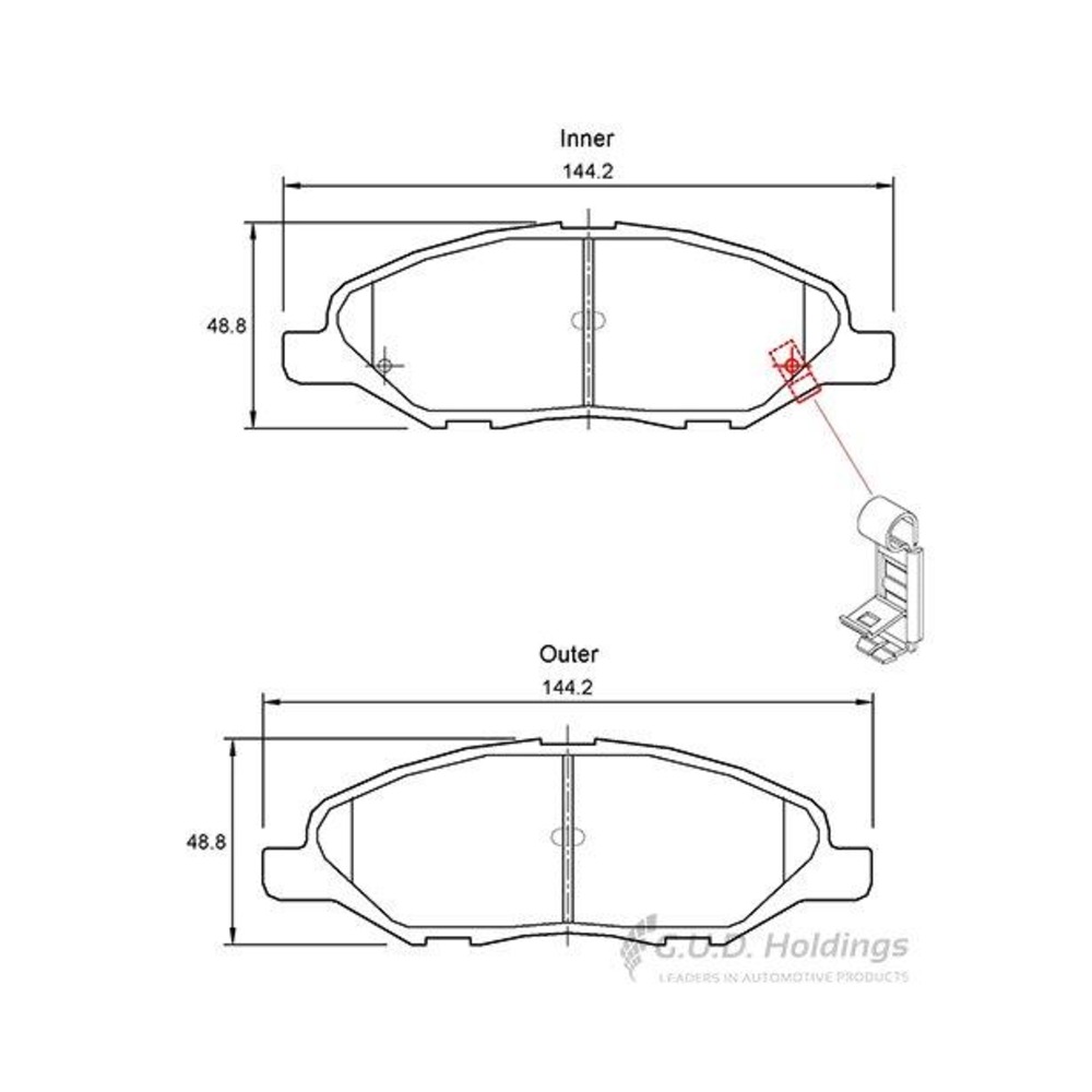 Safeline D3573S front brake pads for Nissan Tiida, Livina, Micra & Toyota Yaris